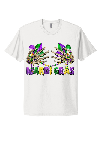 Mardi Gras Skeleton Hands Short Sleeve