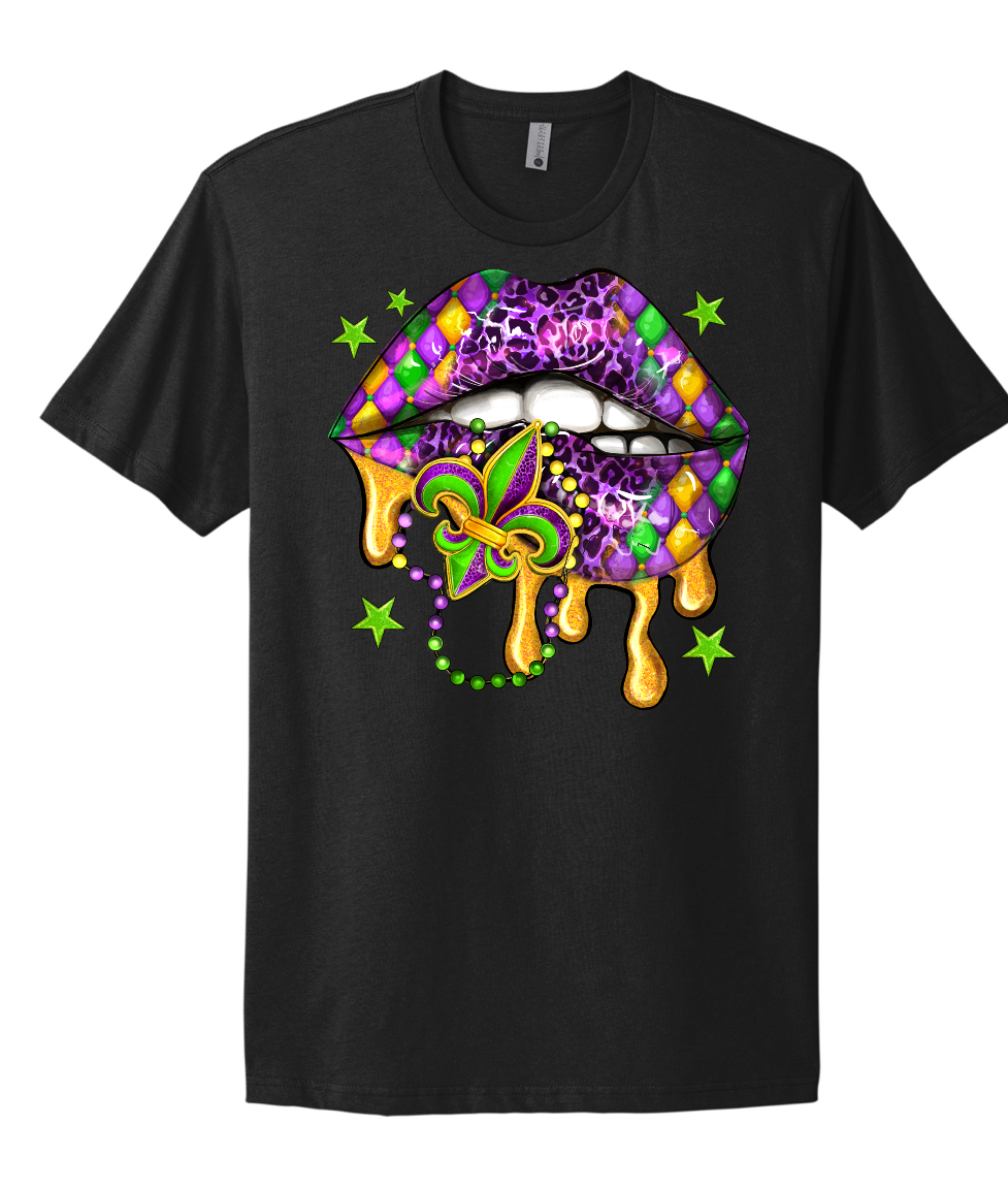 Mardi Gras Lips Short Sleeve