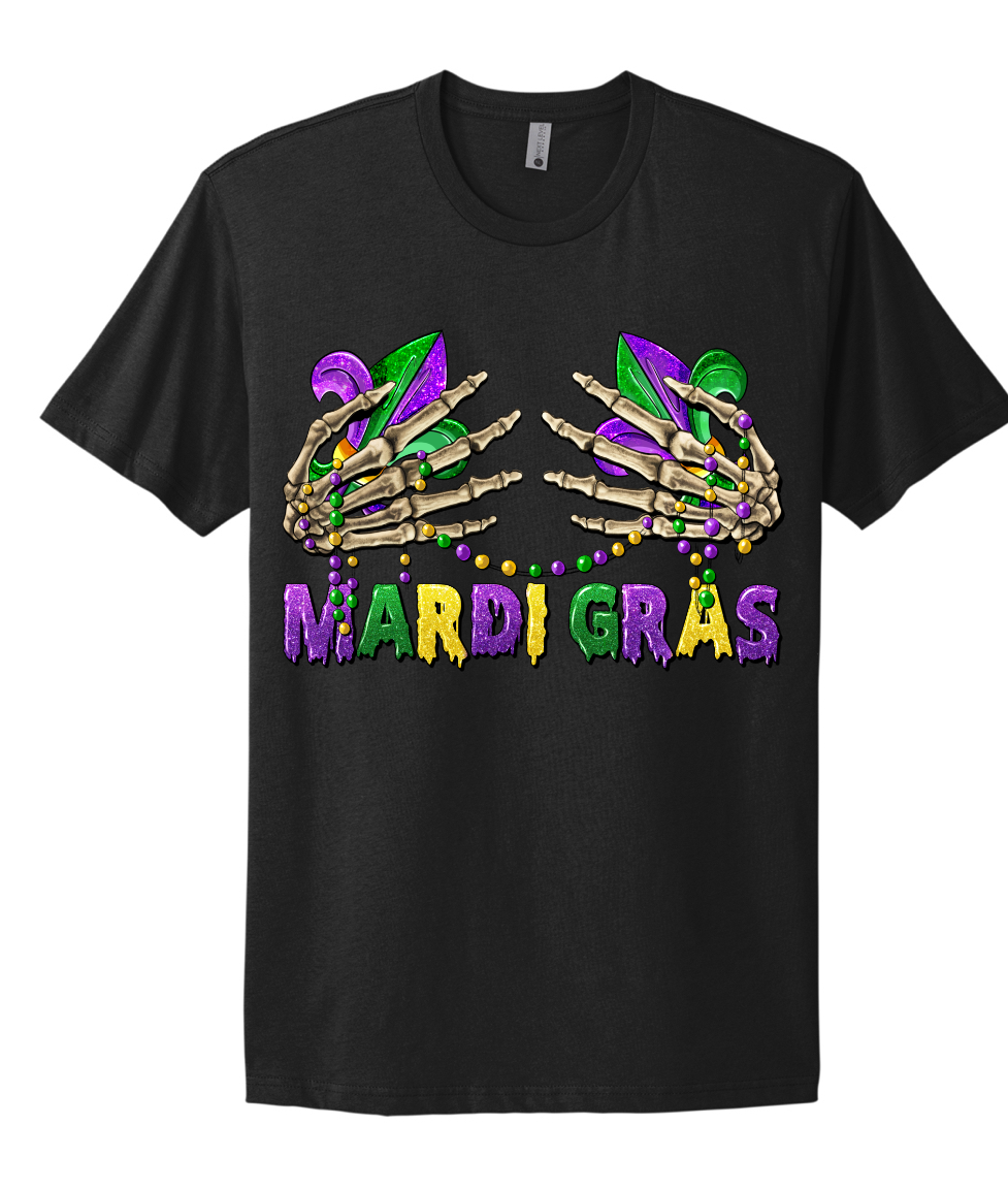 Mardi Gras Skeleton Hands Short Sleeve