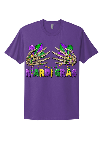 Mardi Gras Skeleton Hands Short Sleeve