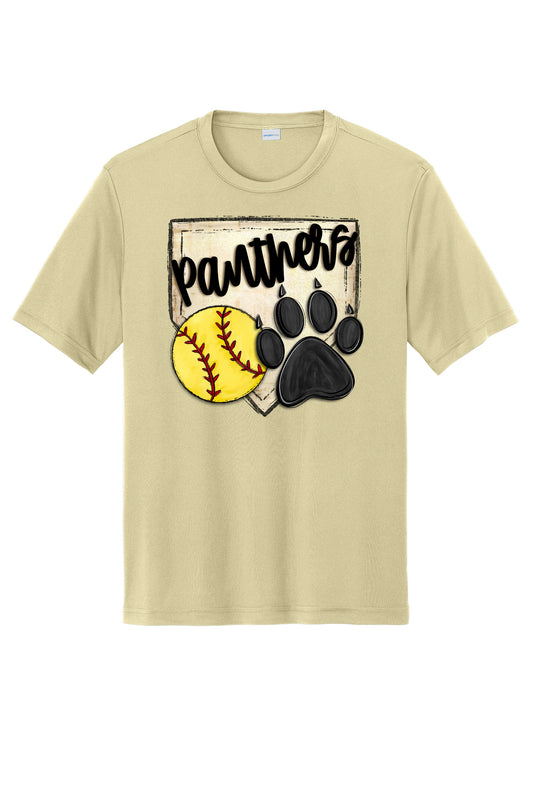 Panthers Paw Print Softball Short Sleeve Tee